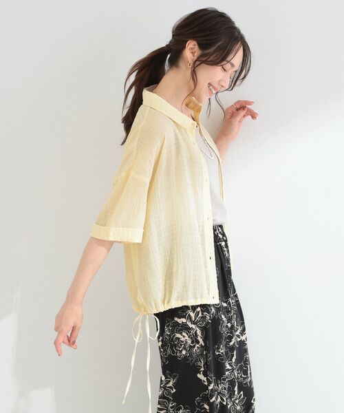 SHOO・LA・RUE / シューラルー シャツ・ブラウス | 【S-LL/洗濯機可/体型カバー】さらさら シャーリングシフォン 裾ドロストシャツ | 詳細6