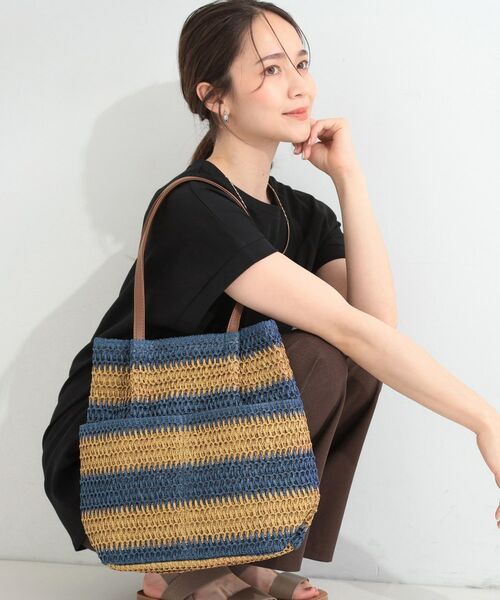 SHOO・LA・RUE / シューラルー トートバッグ | 雑材シートボーダートート（ネイビー(394)）
