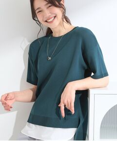 SHOO・LA・RUE / シューラルー ニット・セーター | 【ひんやり/UV/洗濯機可/S-LL】毛玉になりにくい シャツレイヤード風半袖ニット