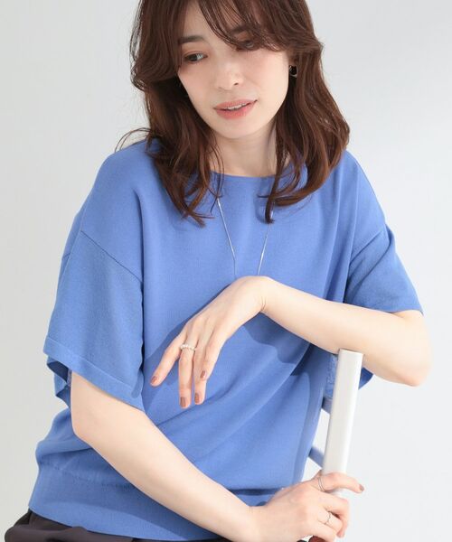 SHOO・LA・RUE / シューラルー ニット・セーター | おうちで洗えるバタフライシアー半袖ニット（サックスブルー(090)）