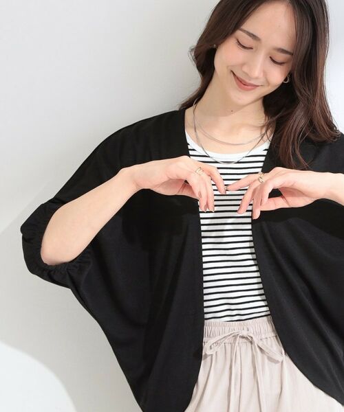 SHOO・LA・RUE / シューラルー カーディガン・ボレロ | 【ひんやり/UV/洗濯機可】体型カバーも叶う さらさら五分袖ボレロカーディガン(ブラック(019))