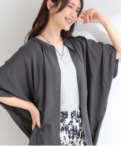 SHOO・LA・RUE / シューラルー シャツ・ブラウス | 【ひんやり/洗濯機可/体型カバー】二の腕隠れる ゆるっと 衿ギャザー レーヨンブラウス