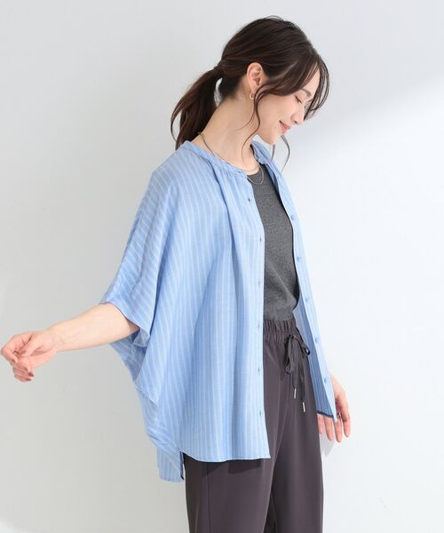 SHOO・LA・RUE / シューラルー シャツ・ブラウス | 【ひんやり/洗濯機可/体型カバー】二の腕隠れる ゆるっと 衿ギャザー レーヨンブラウス | 詳細14