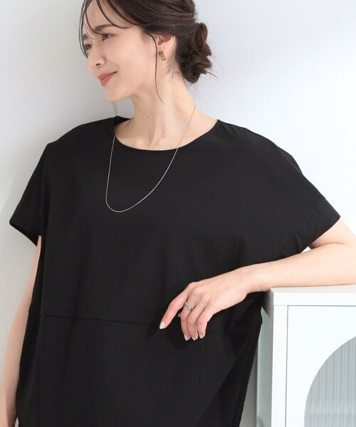SHOO・LA・RUE / シューラルー カットソー | 【S-LL/洗濯機可】軽凛(かろりん) 切り替えコクーントップス(ブラック(019))