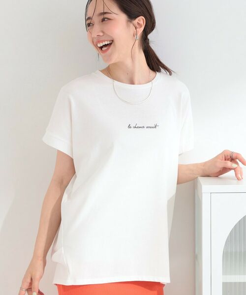 SHOO・LA・RUE / シューラルー カットソー | 【汗じみ防止/ひんやり/S-LL】インせず着られる 刺繍ロゴTシャツ(ホワイト(001))