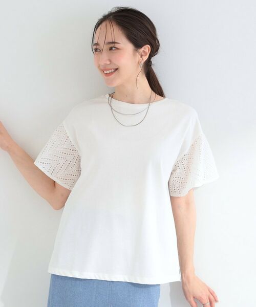 SHOO・LA・RUE / シューラルー カットソー | 【汗じみ防止/ひんやり/S-LL】お袖フレアレースTシャツ | 詳細1