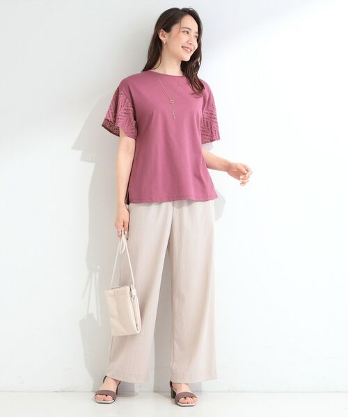 SHOO・LA・RUE / シューラルー カットソー | 【汗じみ防止/ひんやり/S-LL】お袖フレアレースTシャツ | 詳細15