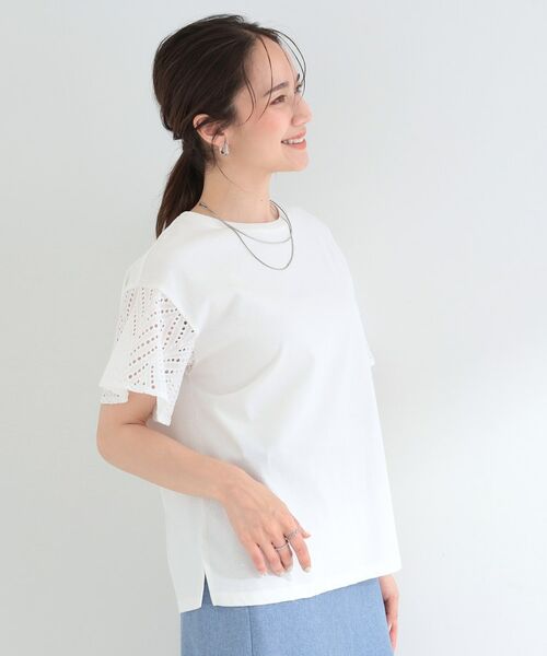 SHOO・LA・RUE / シューラルー カットソー | 【汗じみ防止/ひんやり/S-LL】お袖フレアレースTシャツ | 詳細2