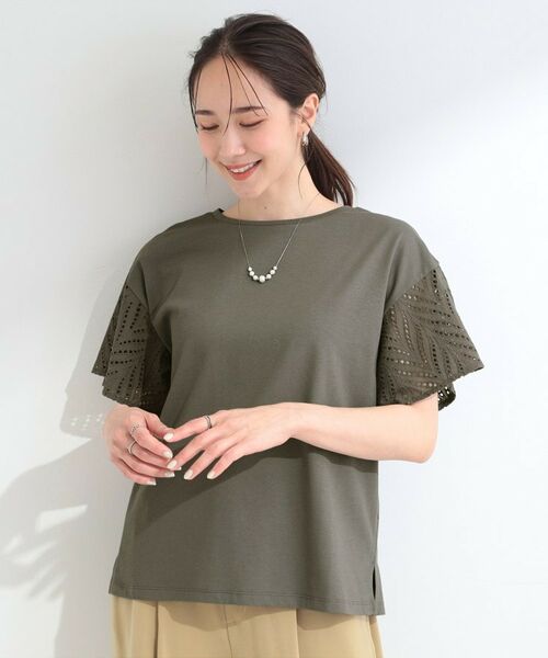 SHOO・LA・RUE / シューラルー カットソー | 【汗じみ防止/ひんやり/S-LL】お袖フレアレースTシャツ | 詳細5