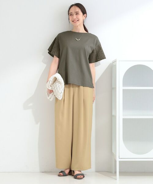 SHOO・LA・RUE / シューラルー カットソー | 【汗じみ防止/ひんやり/S-LL】お袖フレアレースTシャツ | 詳細7