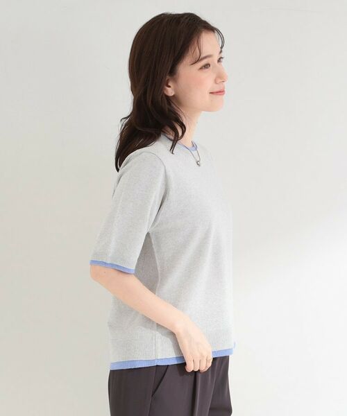 SHOO・LA・RUE / シューラルー ニット・セーター | 【二の腕隠れる/コットン混】配色使いで差がつく 洗える五分袖ニット | 詳細6