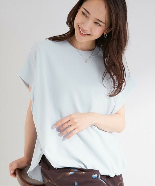 SHOO・LA・RUE / シューラルー カットソー | 1枚で決まる！ジョーゼット裾バルーンプルオーバー（サックスブルー(090)）