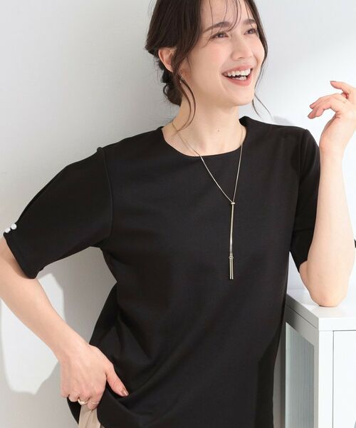 SHOO・LA・RUE / シューラルー カットソー | アクセサリー付き カットジョーゼットプルオーバー（ブラック(019)）