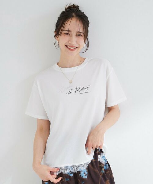 SHOO・LA・RUE / シューラルー Tシャツ | 【S-LL/UV】選べる3柄 裾レースひんやりプリントTシャツ | 詳細1