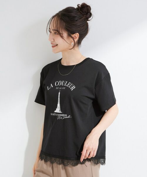 SHOO・LA・RUE / シューラルー Tシャツ | 【S-LL/UV】選べる3柄 裾レースひんやりプリントTシャツ | 詳細10