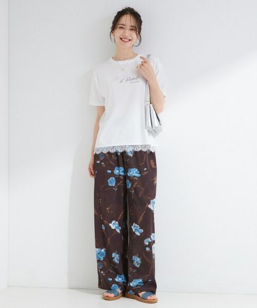 SHOO・LA・RUE / シューラルー Tシャツ | 【S-LL/UV】選べる3柄 裾レースひんやりプリントTシャツ | 詳細3