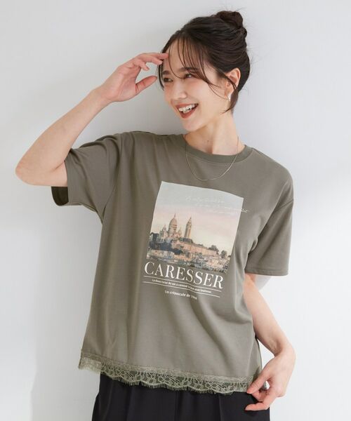 SHOO・LA・RUE / シューラルー Tシャツ | 【S-LL/UV】選べる3柄 裾レースひんやりプリントTシャツ | 詳細5