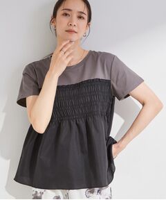 SHOO・LA・RUE / シューラルー カットソー | 【S-LL/洗濯機可】着るだけサマ見え 柄アソートビスチェ風ドッキングTシャツ