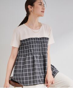 SHOO・LA・RUE / シューラルー カットソー | 【S-LL/洗濯機可】着るだけサマ見え 柄アソートビスチェ風ドッキングTシャツ