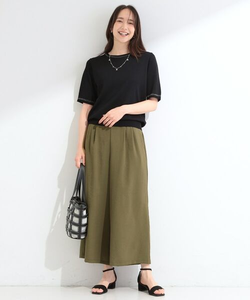 SHOO・LA・RUE / シューラルー ニット・セーター | 【洗濯機可/S-LL】キラッと華やか ラメライン五分袖ニット | 詳細3