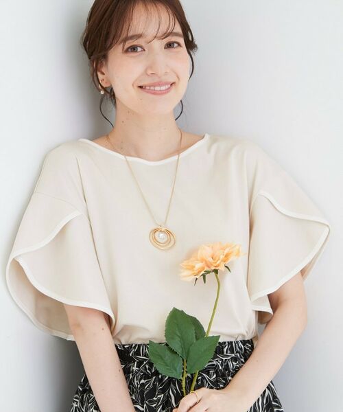 SHOO・LA・RUE / シューラルー カットソー | 【SHOO ICE】ひんやり 配色パイピング フレアスリーブ(ライトベージュ(551))