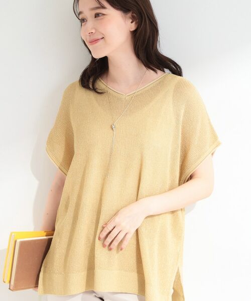 SHOO・LA・RUE / シューラルー その他トップス | 【2点SET/洗濯機可/S-LL】体型カバーも叶う ラメ畦ニット＆タンクSET（ゴールド(007)）