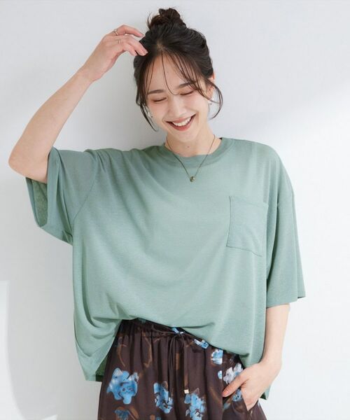 SHOO・LA・RUE / シューラルー カットソー | 【S-LL/体型カバー】ゆるっとこなれる 大人のシアースラブTシャツ | 詳細1