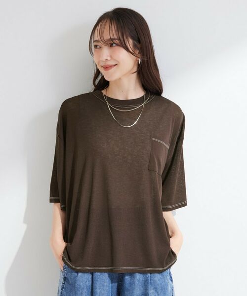 SHOO・LA・RUE / シューラルー カットソー | 【S-LL/体型カバー】ゆるっとこなれる 大人のシアースラブTシャツ | 詳細5