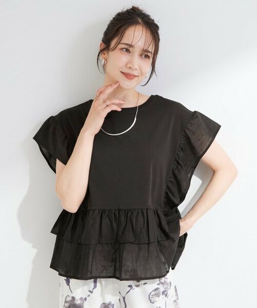 SHOO・LA・RUE / シューラルー カットソー | 【S-LL】着るだけで決まる 主役級 ドッキング フリルトップス | 詳細1