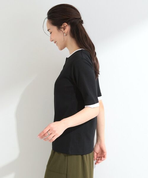 SHOO・LA・RUE / シューラルー カットソー | 【S-LL/洗濯機可】二の腕隠れる 配色レイヤード風 ヘンリーネック5分袖Tシャツ | 詳細5