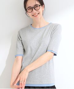 SHOO・LA・RUE / シューラルー カットソー | 【S-LL/洗濯機可】二の腕隠れる 配色レイヤード風 5分袖Tシャツ