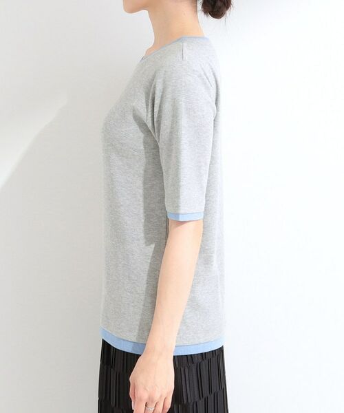 SHOO・LA・RUE / シューラルー カットソー | 【S-LL/洗濯機可】二の腕隠れる 配色レイヤード風 5分袖Tシャツ | 詳細14