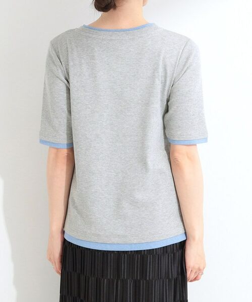 SHOO・LA・RUE / シューラルー カットソー | 【S-LL/洗濯機可】二の腕隠れる 配色レイヤード風 5分袖Tシャツ | 詳細15