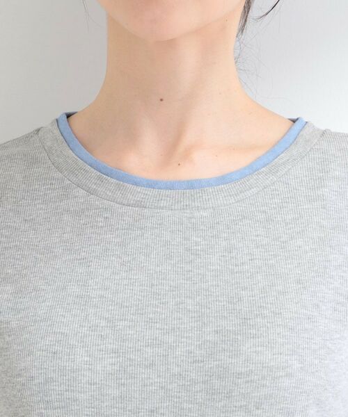 SHOO・LA・RUE / シューラルー カットソー | 【S-LL/洗濯機可】二の腕隠れる 配色レイヤード風 5分袖Tシャツ | 詳細16