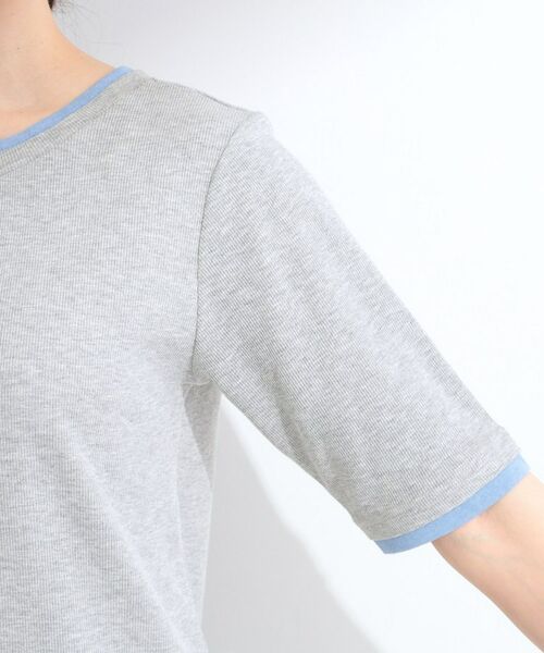 SHOO・LA・RUE / シューラルー カットソー | 【S-LL/洗濯機可】二の腕隠れる 配色レイヤード風 5分袖Tシャツ | 詳細17