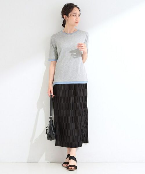 SHOO・LA・RUE / シューラルー カットソー | 【S-LL/洗濯機可】二の腕隠れる 配色レイヤード風 5分袖Tシャツ | 詳細3