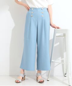 SHOO・LA・RUE / シューラルー ショート・ハーフ・半端丈パンツ | 【S-LL/洗濯機可】デニム調 ゴールドボタンデザインワイドパンツ