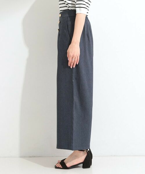SHOO・LA・RUE / シューラルー ショート・ハーフ・半端丈パンツ | 【S-LL/洗濯機可】デニム調 ゴールドボタンデザインワイドパンツ | 詳細14
