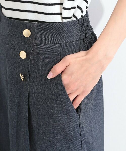 SHOO・LA・RUE / シューラルー ショート・ハーフ・半端丈パンツ | 【S-LL/洗濯機可】デニム調 ゴールドボタンデザインワイドパンツ | 詳細17