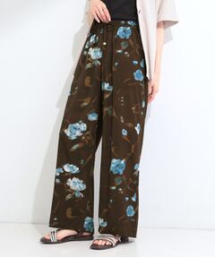 SHOO・LA・RUE / シューラルー パンツ | 【ひんやり/S-LL/洗濯機可】水彩フラワープリント なめらかイージーワイドパンツ