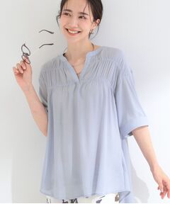 SHOO・LA・RUE / シューラルー シャツ・ブラウス | 【ひんやり/UV/2WAYスリーブ】インせず着られる シャーリングスキッパーブラウス