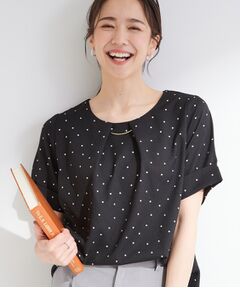 SHOO・LA・RUE / シューラルー シャツ・ブラウス | 【通気性】メタルバーがアクセント ドット柄タックブラウス