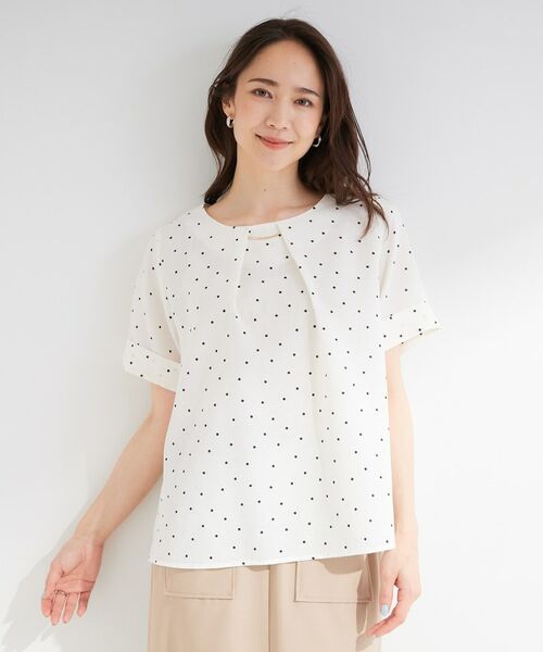 SHOO・LA・RUE / シューラルー シャツ・ブラウス | 【通気性】メタルバーがアクセント ドット柄タックブラウス | 詳細1
