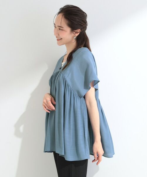 SHOO・LA・RUE / シューラルー シャツ・ブラウス | 【ひんやり/UV/体型カバー】インせず着られる Vネックギャザーブラウス | 詳細10