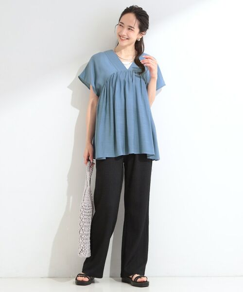 SHOO・LA・RUE / シューラルー シャツ・ブラウス | 【ひんやり/UV/体型カバー】インせず着られる Vネックギャザーブラウス | 詳細11