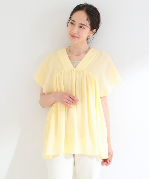 SHOO・LA・RUE / シューラルー シャツ・ブラウス | 【ひんやり/UV/体型カバー】インせず着られる Vネックギャザーブラウス | 詳細5