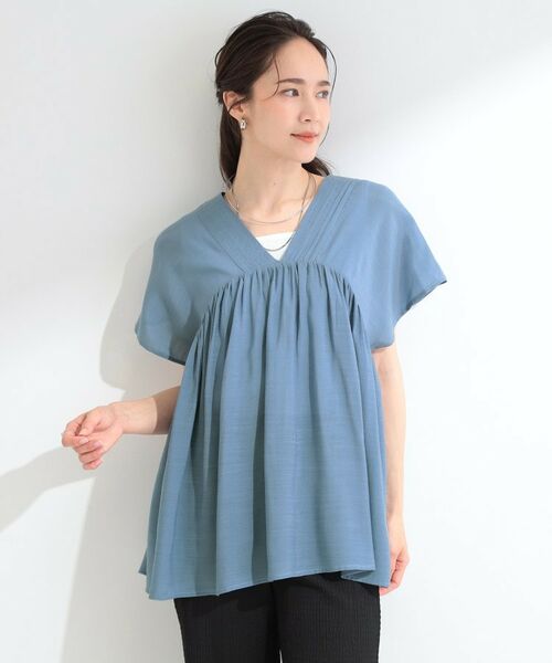 SHOO・LA・RUE / シューラルー シャツ・ブラウス | 【ひんやり/UV/体型カバー】インせず着られる Vネックギャザーブラウス | 詳細9