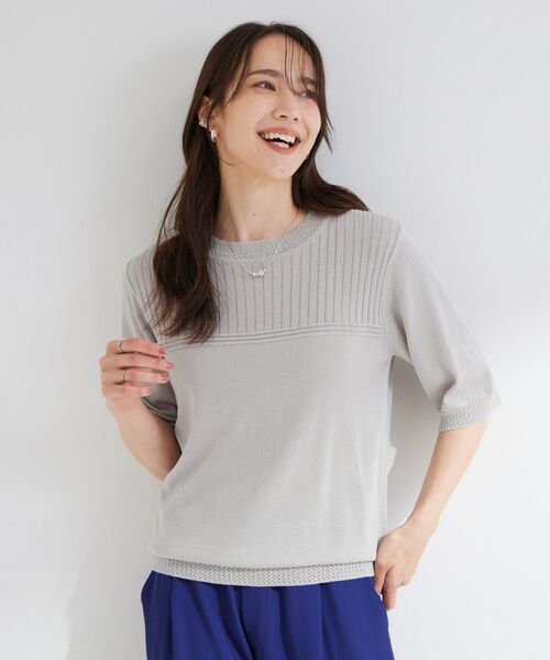 SHOO・LA・RUE / シューラルー ニット・セーター | 【S-LL/二の腕カバー】品よく決まる 5分袖デザインニット | 詳細1