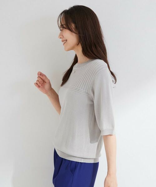 SHOO・LA・RUE / シューラルー ニット・セーター | 【S-LL/二の腕カバー】品よく決まる 5分袖デザインニット | 詳細2