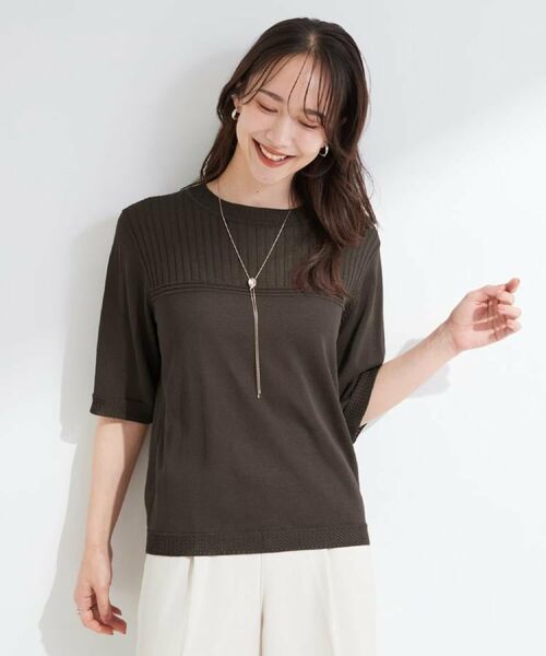 SHOO・LA・RUE / シューラルー ニット・セーター | 【S-LL/二の腕カバー】品よく決まる 5分袖デザインニット | 詳細5